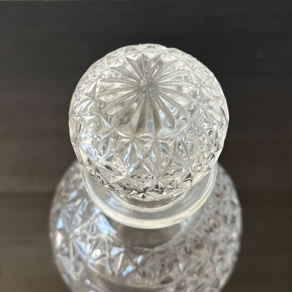 Vintage Pressed Glass Decanter With Stopper - 9 Inches Tall - Picture 3 of 6
